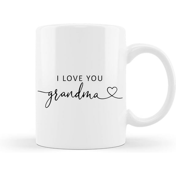 Grandma Gifts - I Love You Grandma White Coffee Mug - Grandma Gifts for Birthday from Grandkid Granddaughter Grandson, Ceramic Mug 11 Oz