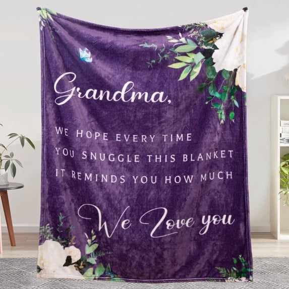 Grandma Gifts, Mother''s Day Blanket Gifts for Grandma, Grandma Birthday Gifts, Great Grandma Gifts from Granddaughter Grandkids, Grandma Blanket Soft Throw 60" x 50", Purple