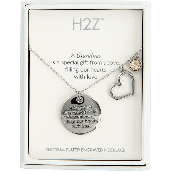 Grandma Golden Shadow Crystal - 16.5"-20.5" Engraved Rhodium Plated Austrian Element Necklace