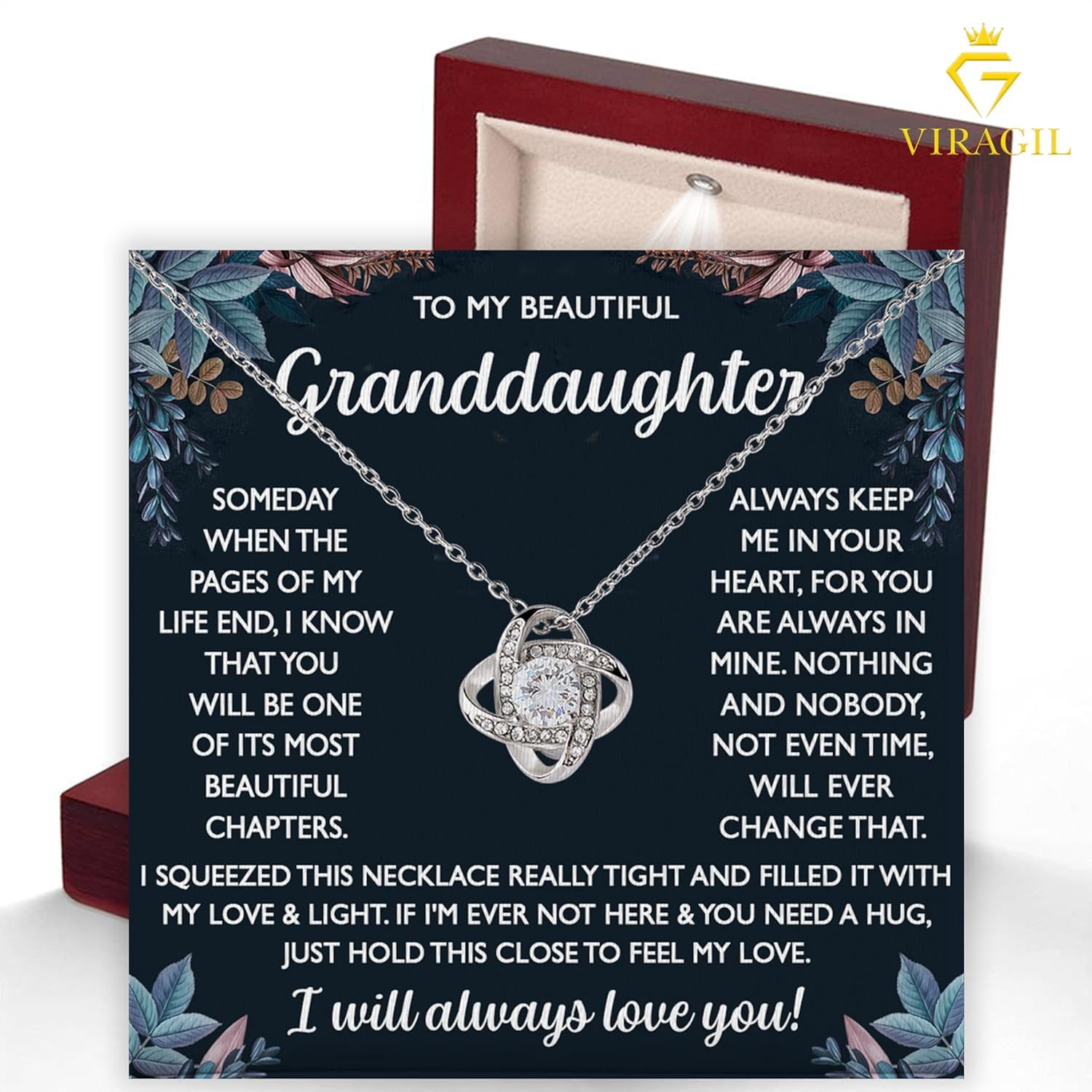 Grandma & Granddaughter Necklace B1 - Granddaughter Jewelry From Grandpa #275, White Love Knot Necklace