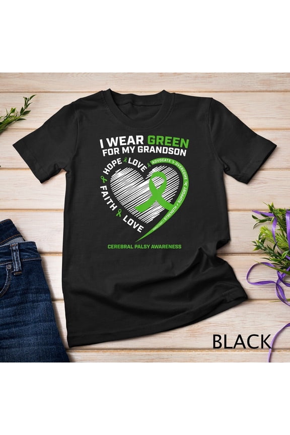 Grandma Grandpa Gift Green Grandson Cerebral Palsy Awareness Unisex T-shirt