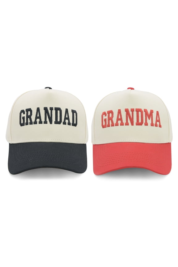 Grandma Grandpa Matching Trucker Hat for Men Women, Adjustable Vintage Cotton Embroidered Baseball Cap, Grandparents Birthday Retirement Gfit from Grandkids Daughter Son