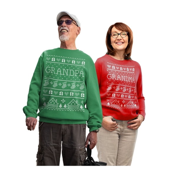 Grandma & Grandpa Matching Ugly Christmas Sweatshirts Set Grandparents Xmas Gift Women Sweatshirt Red Small / Sweatshirt Green Small