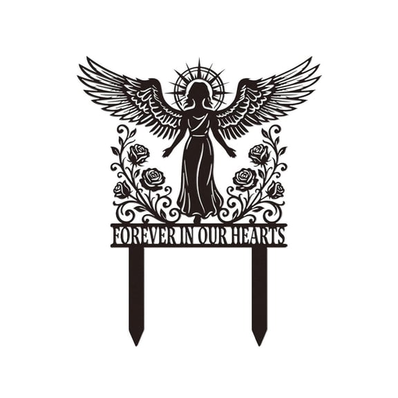 Grandma Grave Decorations for Cemetery, I Have a Guardian Angel in Heaven Sympathy Memorial Stakes for Loss of Grandmother, Mental Grave Markers for Outdoors Yard Garden