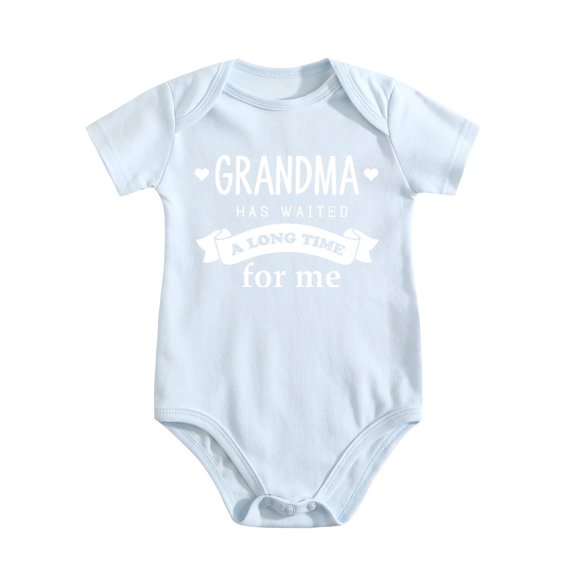 Grandma Has Waited A Long Time For Me Baby Bodysuit - Soft Cotton Newborn Romper for Baby Boy Girl Baby Blue-style 0-3M