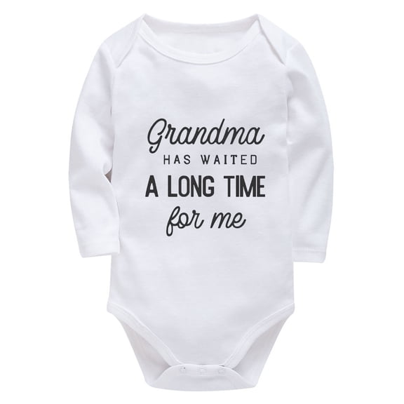 Grandma Has Waited A Long Time For Me Newborn Girl Take Home Outfit Long Sleeve Baby Girl Take Home Outfit Newborn White 3-6