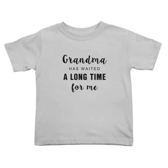 Grandma Has Waited A Long Time for Me Cute Toddler Tshirts for Boys Girls (Gray, Youth S)