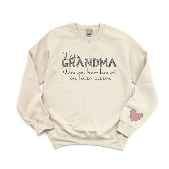 Grandma Heart Sweatshirt, Heart On Her Sleeve Sweatshirt, For Grandma Shirt, Grandma Heart Long Sleeve, Mothers Day, Grandma Shirt, F4557 All Size S-5Xl