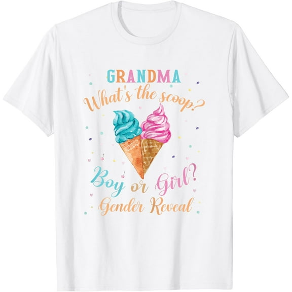 Grandma Ice Cream Whats The Scoop Gender Reveal Matching T-Shirt100% cotton