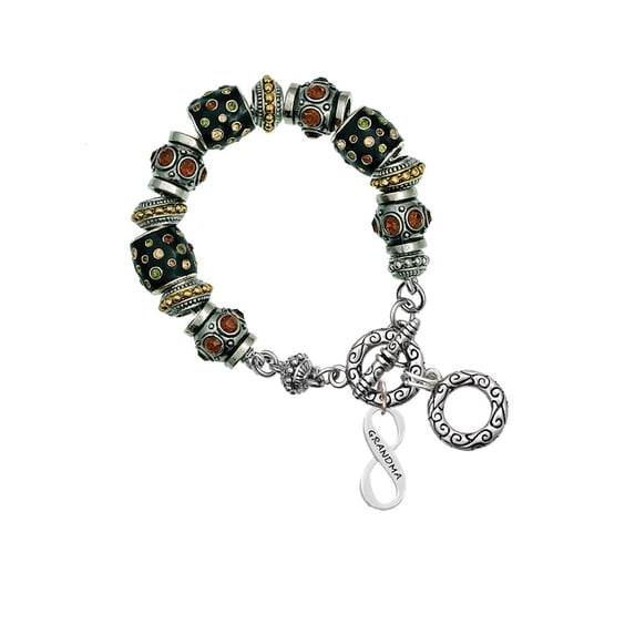Grandma Infinity Sign Fall Crystal Bead Charm Bracelet