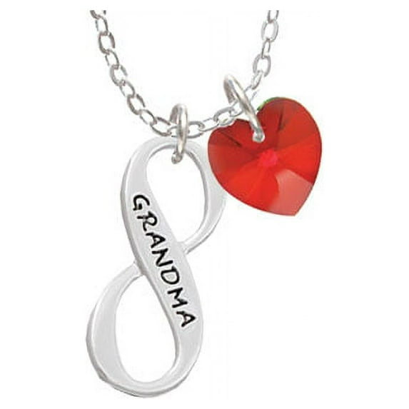 Grandma Infinity Sign - Red Crystal Heart Sophia Necklace, 18"+1"