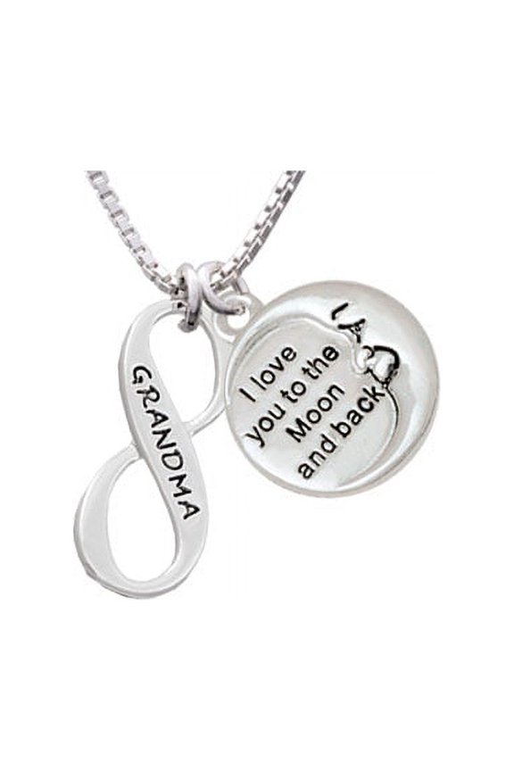 Grandma Infinity Sign To The Moon and Back Necklace, 18"+2"