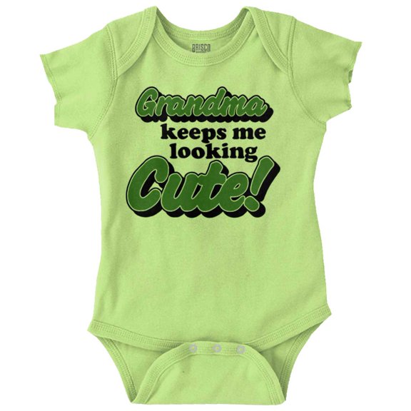 Grandma Keeps Me Looking Cute Funny Romper Boys or Girls Infant Baby Brisco Brands 12M