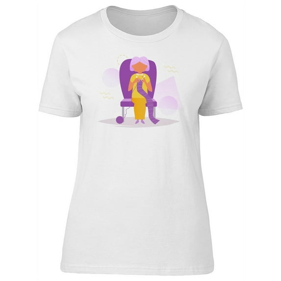 Grandma Knitting On Her Chair T-Shirt Women -Image by Shutterstock, Female Medium
