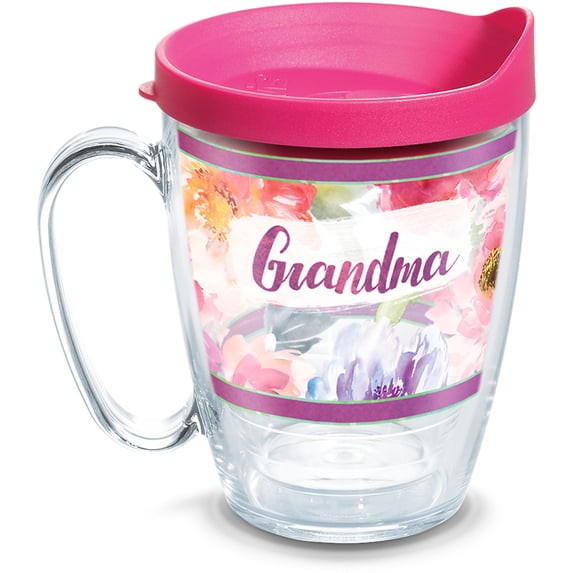 Grandma Large Blooms 16 oz Tumbler with lid