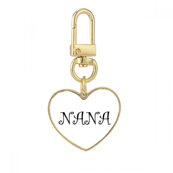 Grandma Letters Nana Present Pattern Gold Heart Keychain Metal Keyring Holder