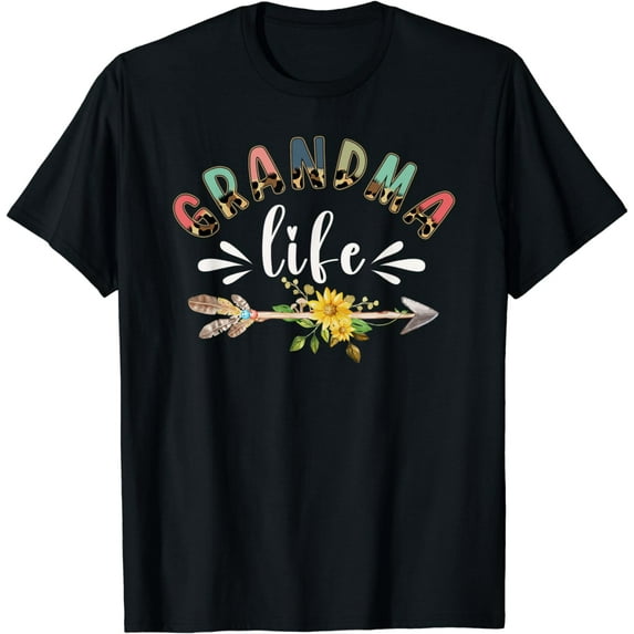 Grandma Life Flowers Women Leopard Lover Funny For Grandma T-Shirt