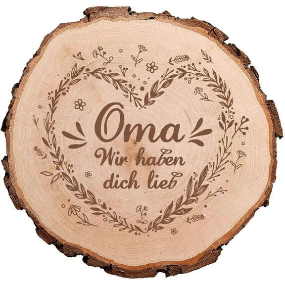 Grandma We Love You Natural Round Wood Slices Undrilled Rustic Wooden Centrepiece Discs Sheet Tree Trunk Circles for Mother's Day Grandmother Gifts Art Crafts Decor Home Display Ornaments 1pc