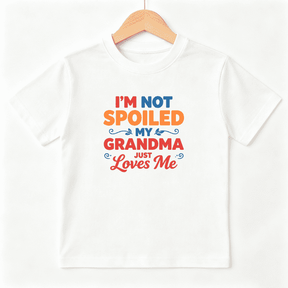 Grandma Loves Me Boys Graphic Tee, Sweet Spoiled Grandson 100% Cotton Kids Short Sleeve T-Shirt