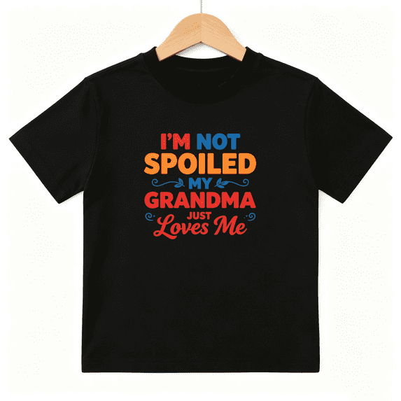 Grandma Loves Me Boys Graphic Tee, Sweet Spoiled Grandson 100% Cotton Kids Short Sleeve T-Shirt