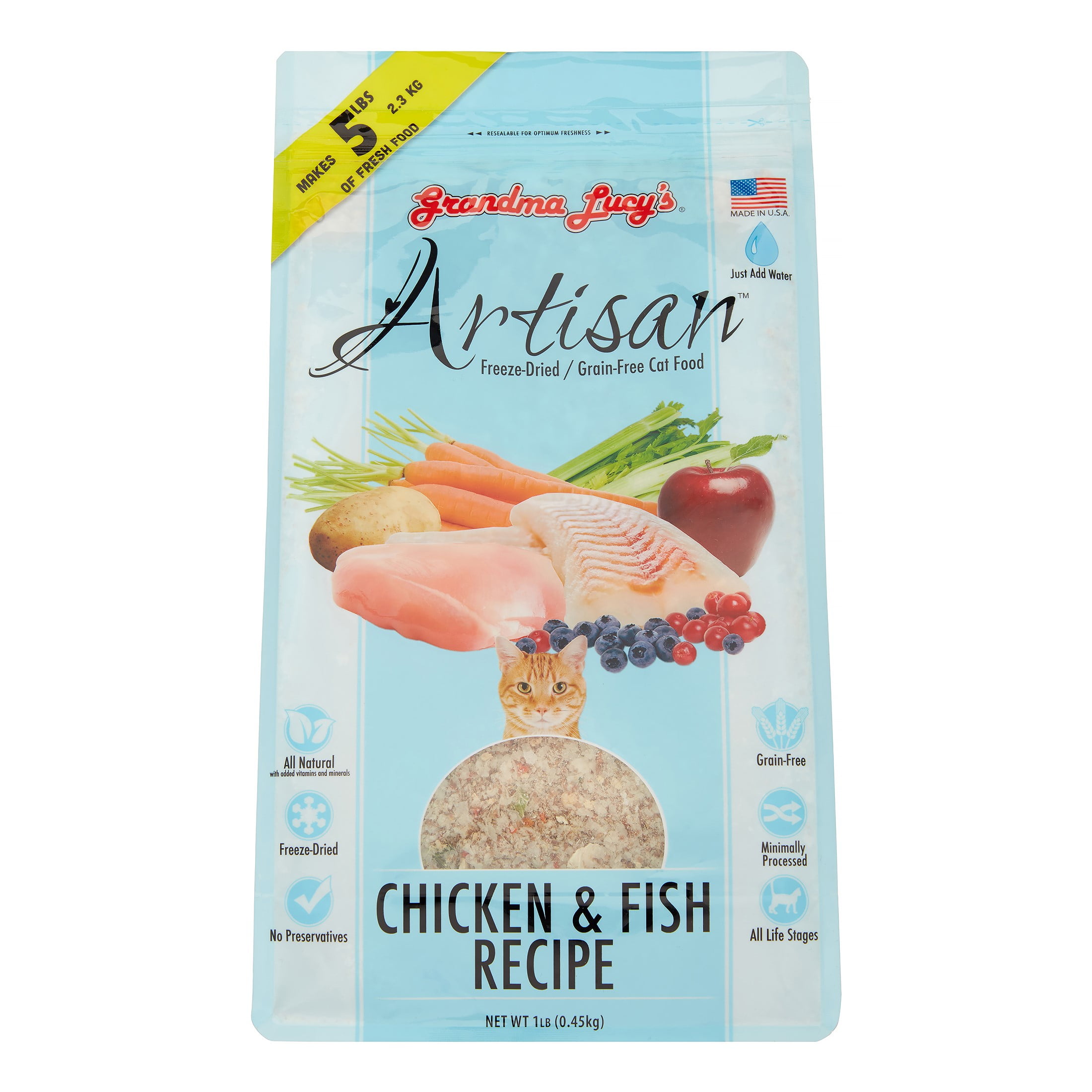 Grandma Lucy's Artisan Chicken & Fish Freeze Dried Cat Food 1 lb