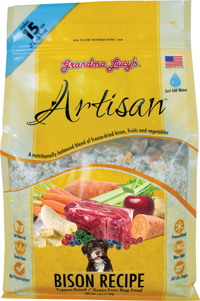 Grandma Lucy's Artisan GrainFree Bison FreezeDried Dog Food, 3lb Bag