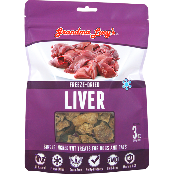 Grandma Lucy's FreezeDried Singles Liver Dog & Cat Treats, 3oz Bag