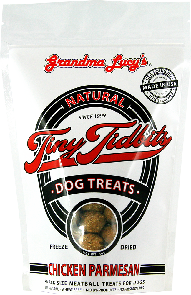 Grandma Lucy's FreezeDried Tiny Tidbits Meatballs Chicken Parmesan Dog Treats, 6oz bag