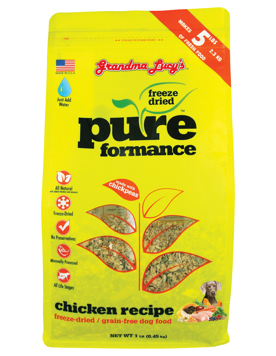 Grandma LucyÃ¢ÂÂsÃÂ® PureformanceÃ¢ÂÂ¢ Freeze Dried Grain Free Chicken Recipe Dog Food 1 Lbs