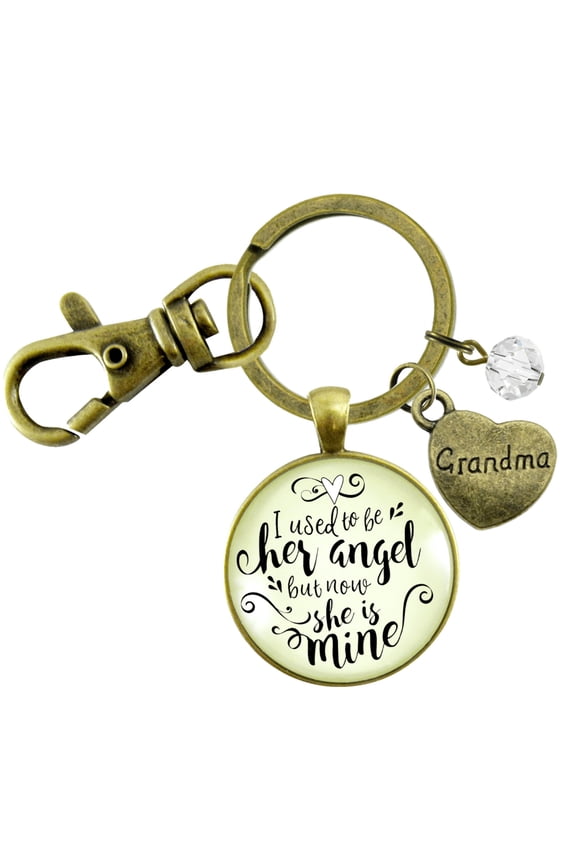 Grandma Memorial Keychain I Used to Be Her Angel Now She's Mine Sympathy Gift