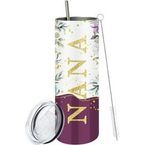 Grandma Mug, Grandmother Tumbler, Nana Skinny Tumbler with Lid & Straw & Brush, Grandma Cup, Gift for Grandmother, Mimi Gifts for Birthday Thanksgiving Christmas, Nana Cup 20 Oz, 1 PCS