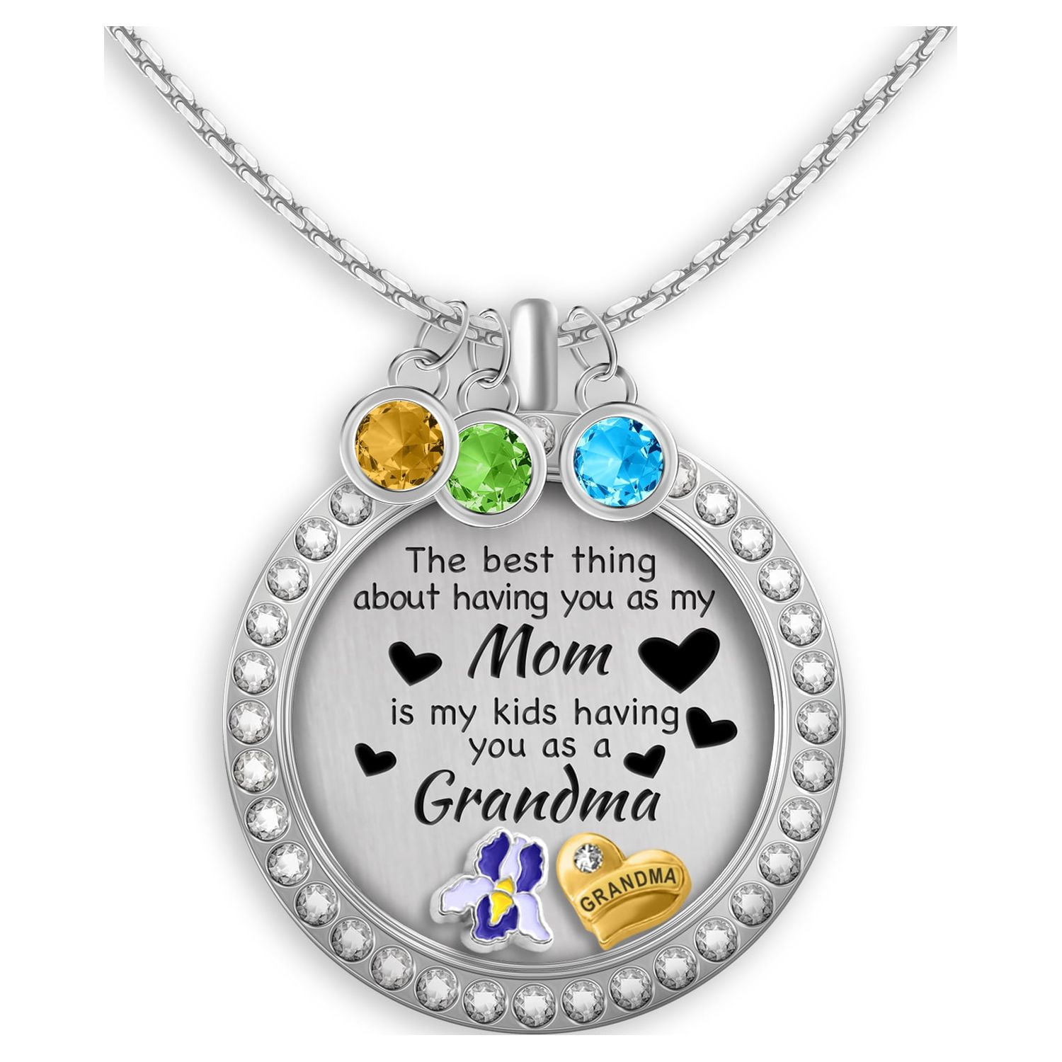 Buy Grandmother or Mother Necklace With Rose and Birthstones Sterling  Silver Personalized Hand Stamped Jewelry Online in India - Etsy