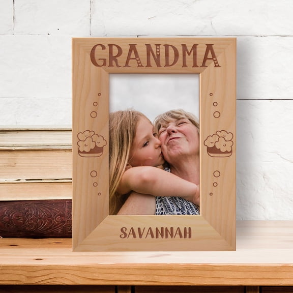 Grandma Personalized Wooden Frame 4" x 6" Brown (Vertical)