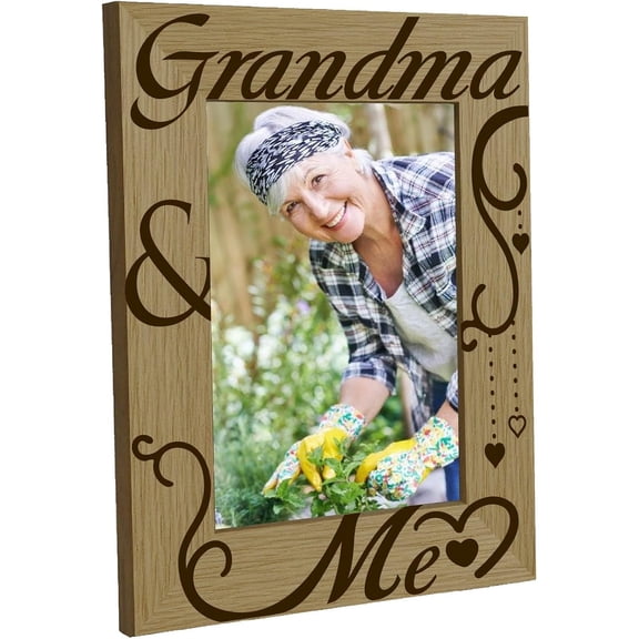 Grandma Photo Frame Wooden Picture Frame Vertical Natural Wood Photo Frame Memorial Tabletop Keepsake Suit 4x6 Picture Desk Decor Gift for Family Friends Birthday Thanksgiving 6x8 Inch