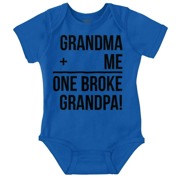 Grandma Plus Me Is One Broke Grandpa Romper Boys or Girls Infant Baby Brisco Brands 12M