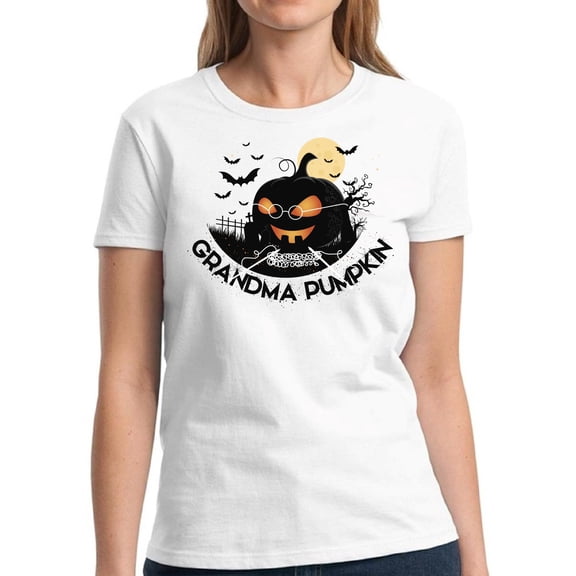 Grandma Pumpkin Halloween T Shirt for Women - S M L XL 2XL 3XL Graphic Tee - Scary Halloween Outfit Gift Funny Happy Holiday Tee T-Shirt Ladies