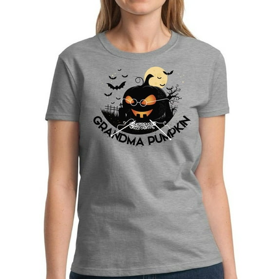 Grandma Pumpkin Halloween T Shirt for Women - S M L XL 2XL 3XL Graphic Tee - Scary Halloween Outfit Gift Funny Happy Holiday Tee T-Shirt Ladies