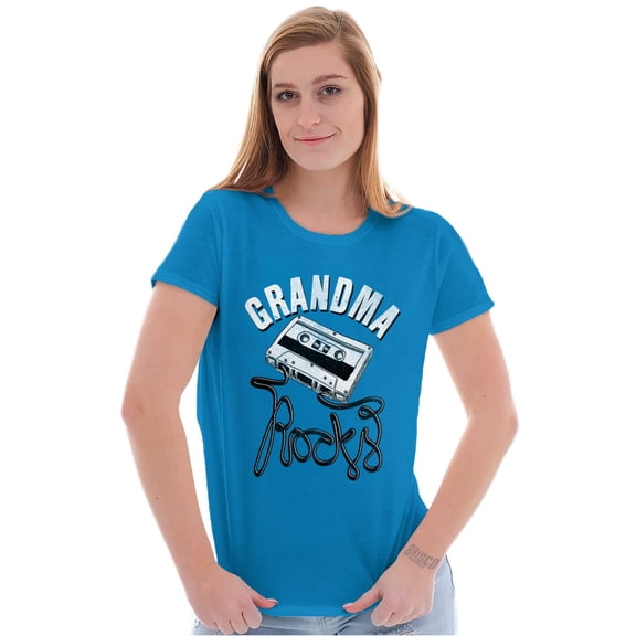 Grandma Rocks Funny Cassette Cute Womens Slim Fit Graphic Tee Brisco Brands S