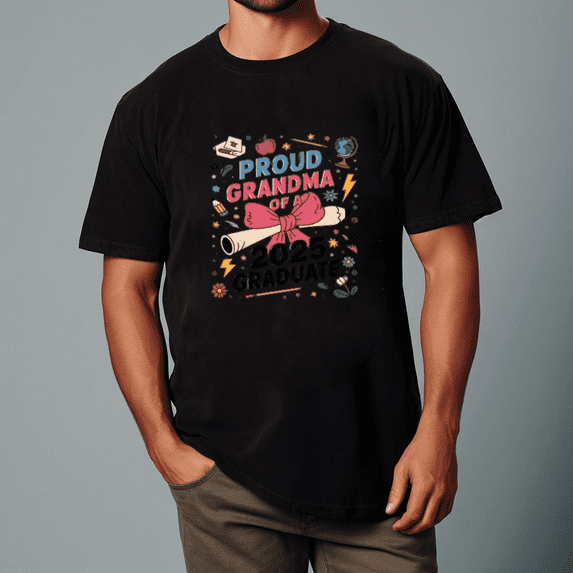 Grandma Senior 2025 Proud Family Graduation Statement Unisex Tee,S- 5XL