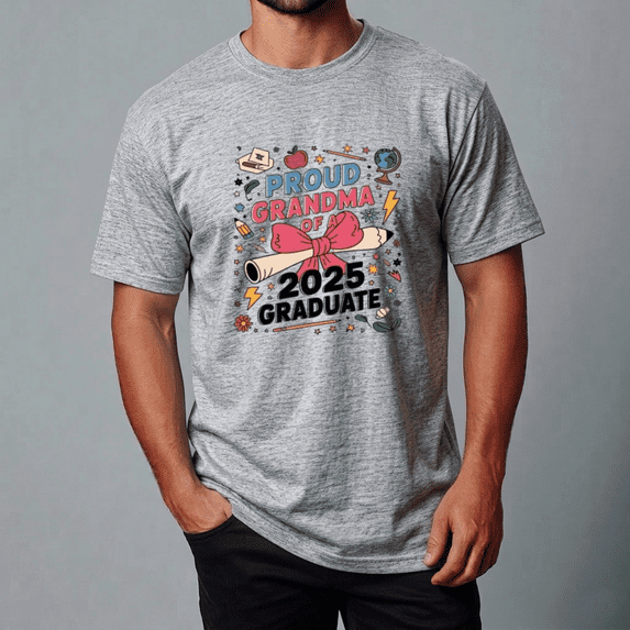 Grandma Senior 2025 Proud Family Graduation Statement Unisex Tee,S- 5XL