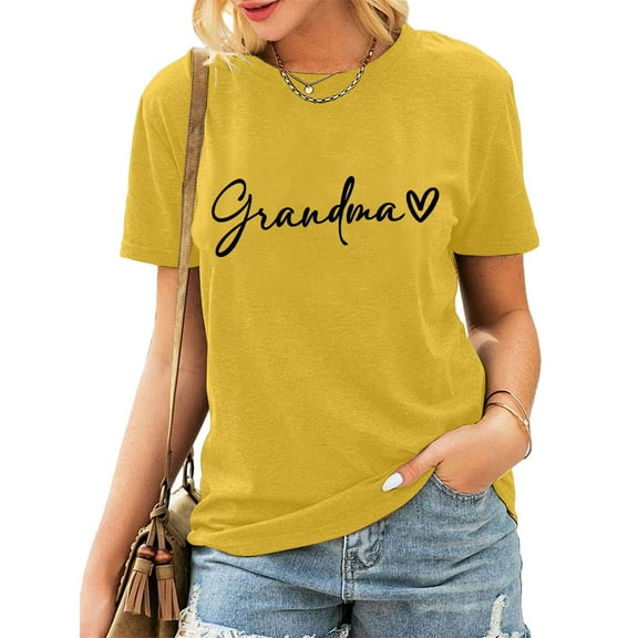 Grandma Shirts for Women Shirt Heart Printed Casual Short Sleeve Tee Top