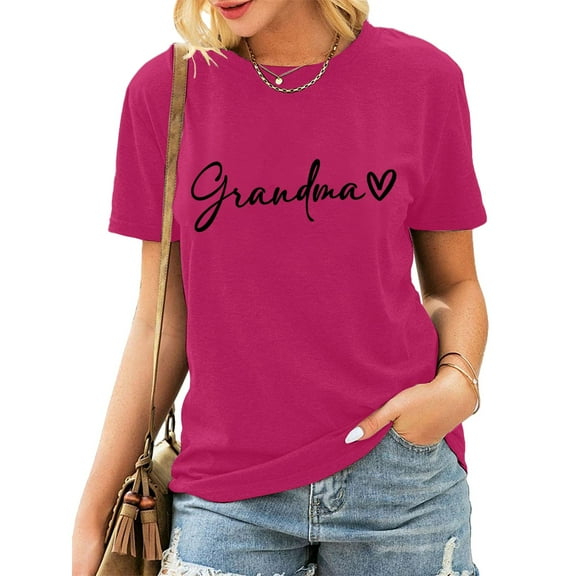 Grandma Shirts for Women Shirt Heart Printed Casual Short Sleeve Tee Top