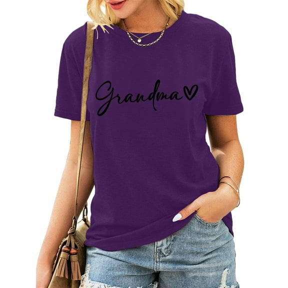 Grandma Shirts for Women Shirt Heart Printed Casual Short Sleeve Tee Top