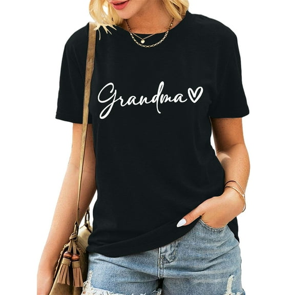 Grandma Shirts for Women Shirt Heart Printed Casual Short Sleeve Tee Top