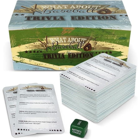 Grandma Smiley’s What About Baseball Trivia Game, 500 Questions with Custom Die, Ages 8+