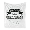 thumbnail image 1 of Grandma Soft Flannel Fleece Blanket, Inspirational Words with a Banner and Abstract Short Lines Monochrome Illustration, Cozy Plush for Indoor and Outdoor Use, 60" x 80", Black White, by Ambesonne, 1 of 5
