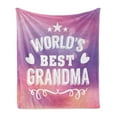 thumbnail image 1 of Grandma Soft Flannel Fleece Blanket, Stars and Heart Silhouettes with Swirled Lines Pattern on Bokeh Background, Cozy Plush for Indoor and Outdoor Use, 70" x 90", Purple Coral White, by Ambesonne, 1 of 5