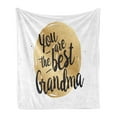 thumbnail image 1 of Grandma Soft Flannel Fleece Throw Blanket, Doodle Style Circular Motif Dots Background and Hand Lettering Words, Cozy Plush for Indoor and Outdoor Use, 60" x 80", Charcoal Grey White, by Ambesonne, 1 of 5