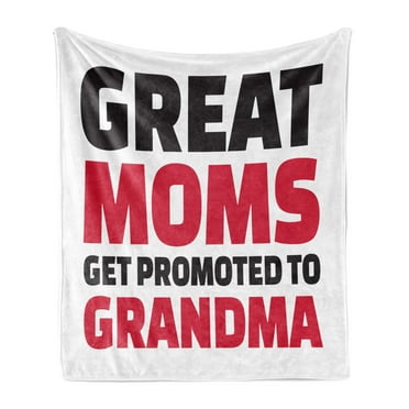 Grandma Soft Flannel Fleece Throw Blanket, Moms and Grandmothers Slogan with Positive Vibes Inspirational Words, Cozy Plush for Indoor and Outdoor Use, 60" x 80", Red Black White, by Ambesonne