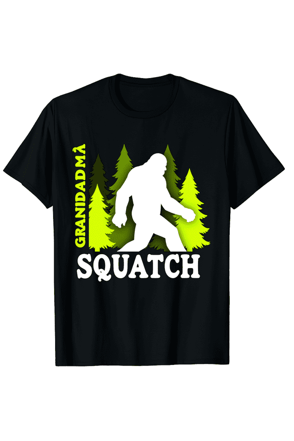 Grandma Squatch Gifts for Grandma Sasquatch Bigfoot Graphic Black T-Shirt for Men and Women